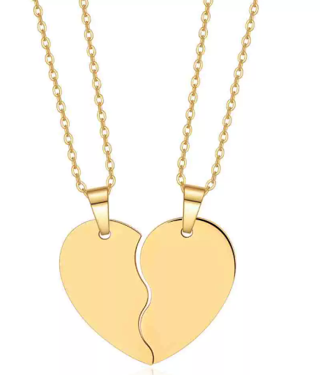 Freundschaftskette mit Herz-Anhänger, 18 Karat Gold-plattiert