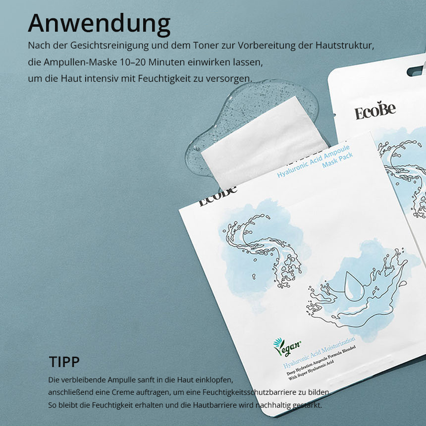 Ecobe Vegane Ampullen-Gesichtsmaske, Sortenmix (6er-Set)