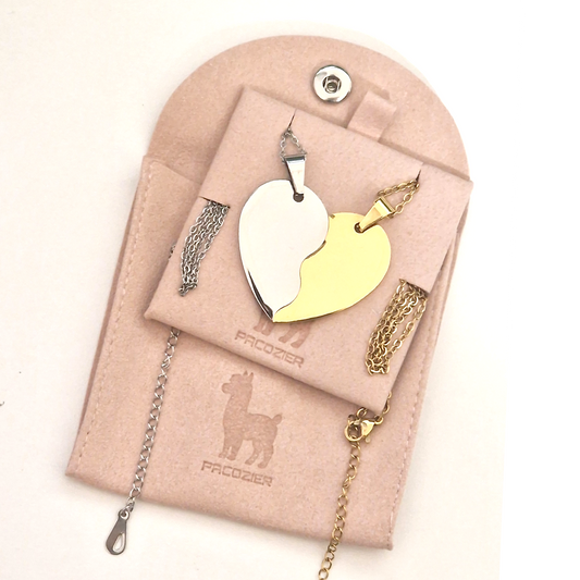 Freundschaftskette mit Zweifarbige Herz – 18 Karat Gold & Weißgold-plattiert