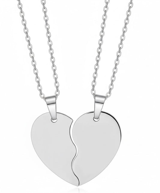 Freundschaftskette mit Herz-Anhänger, 18 Karat Weißgold-plattiert