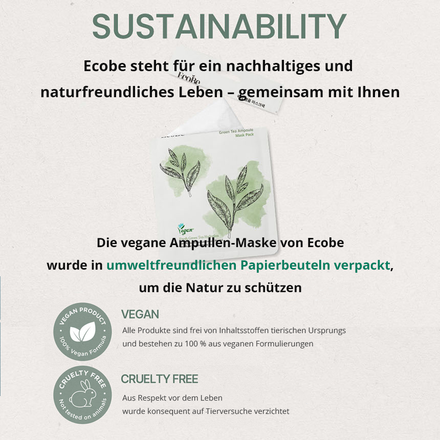 Ecobe Vegane Ampullen-Gesichtsmaske, Sortenmix (5er-Set)