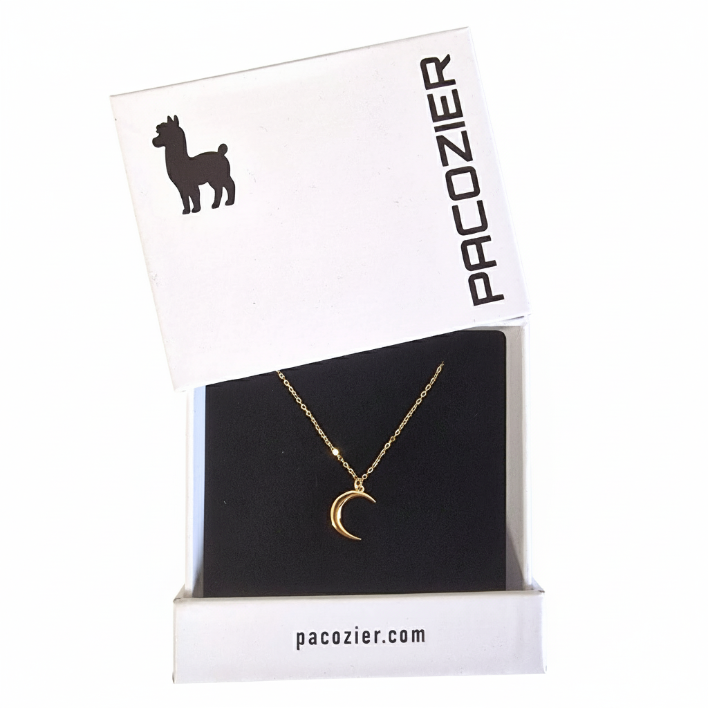 925 Sterling Sichelmond-Halskette, 18 Karat Gold-plattiert