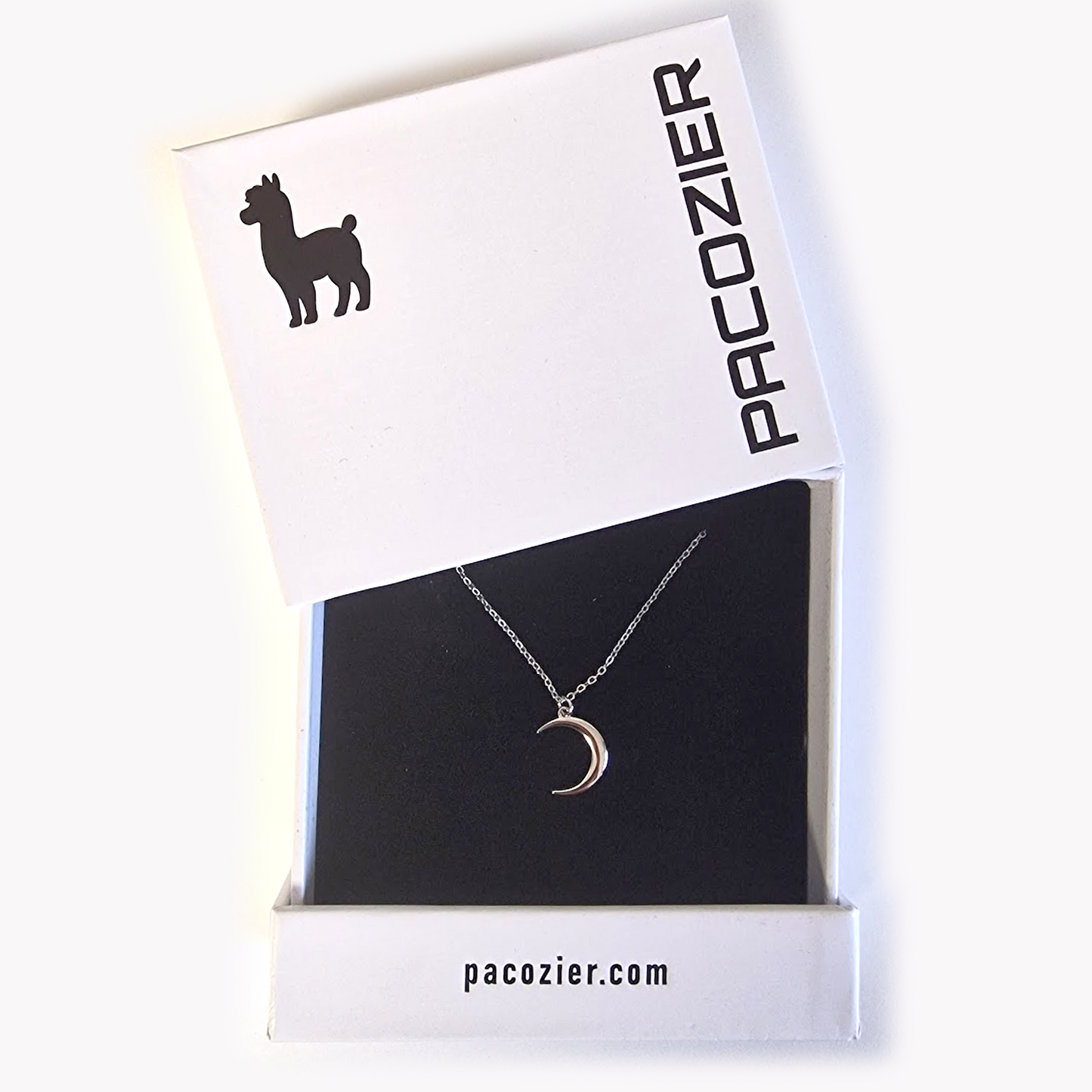 925 Sterling Sichelmond-Halskette, 18 Karat Weißgold-plattiert