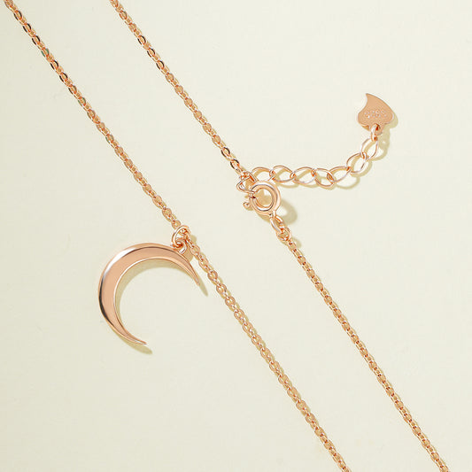 925 Sterling Sichelmond-Halskette, 18 Karat Gold-plattiert
