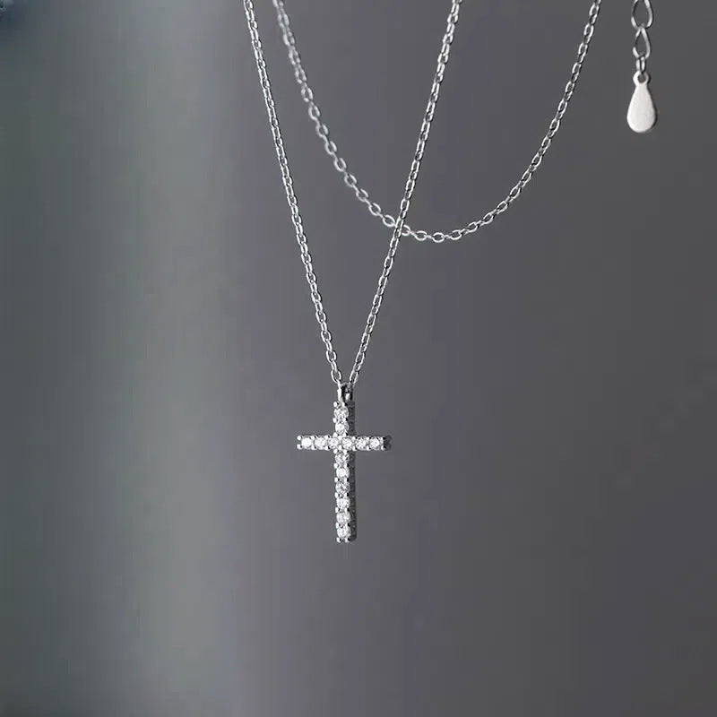 925 Sterling Kreuz-Halskette, 18 Karat Weißgold-plattiert