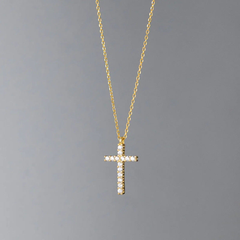 925 Sterling Kreuz-Halskette, 18 Karat Gold-plattiert