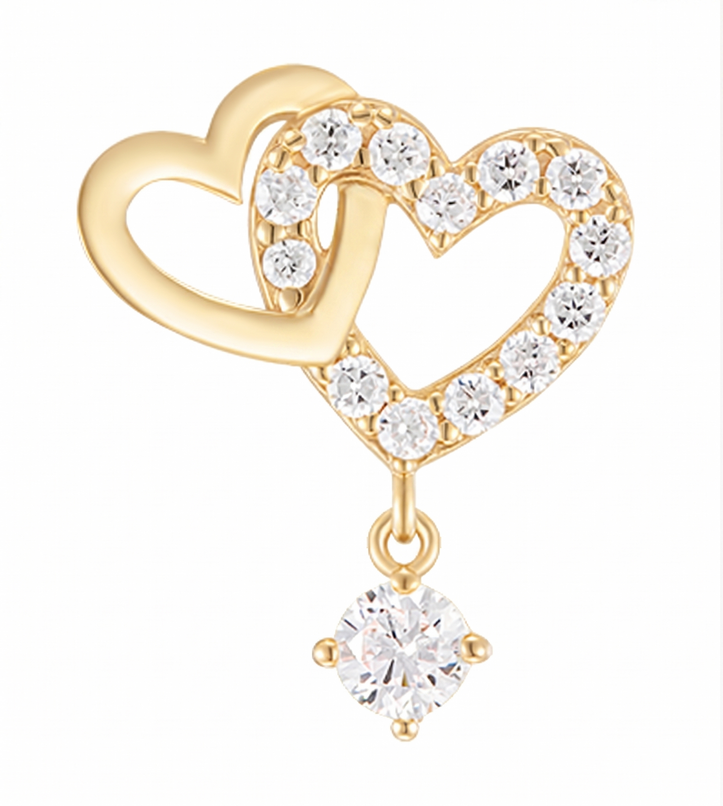 925 Sterling DOUBLE HEART-Halskette/Ohrringe, 18 Karat Gold-plattiert
