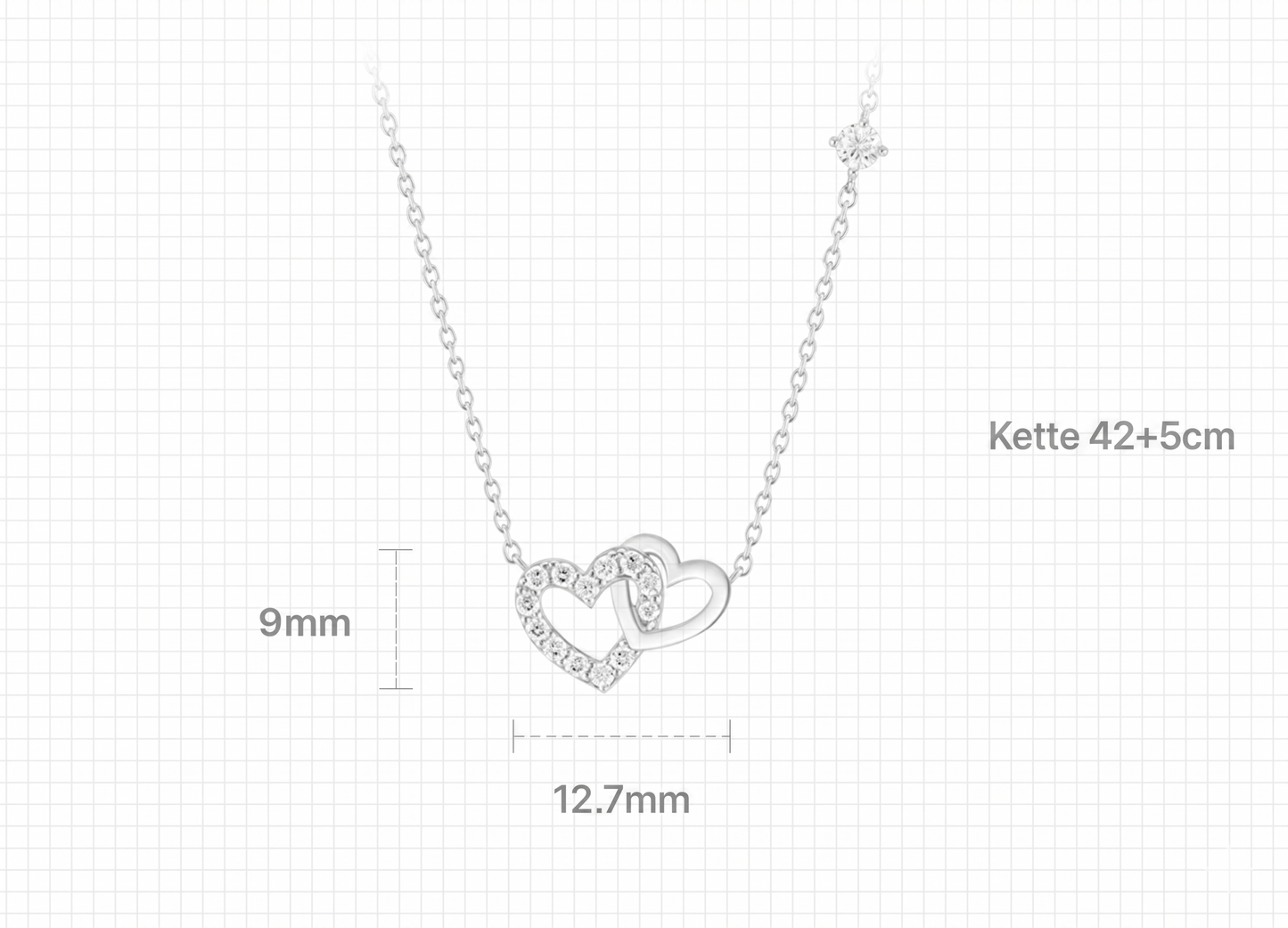 925 Sterling DOUBLE HEART-Halskette/Ohrringe, 18 Karat Gold-plattiert