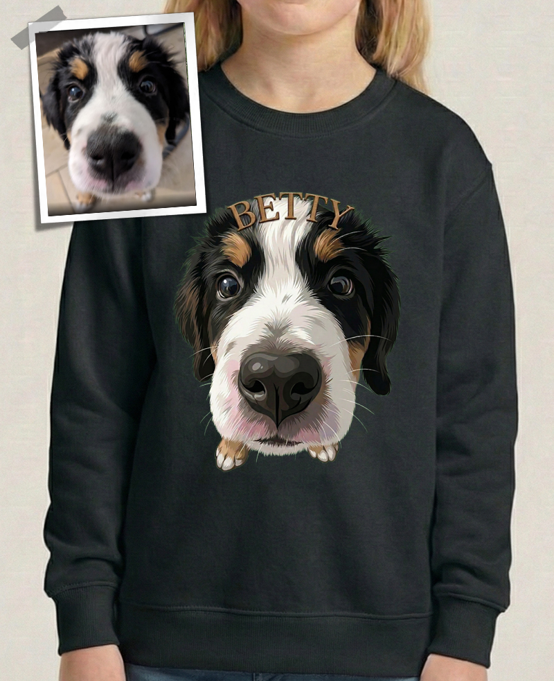 "Pacozier®" Personalisiertes Haustier T-Shirt mit Foto - Custom Hundemotiv - Geschenk für Tierliebhaber T-Shirt - Langarm