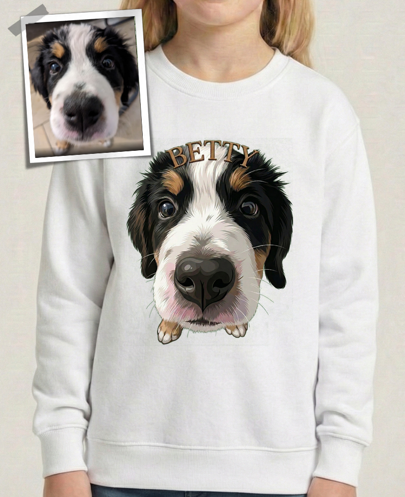 "Pacozier®" Personalisiertes Haustier T-Shirt mit Foto - Custom Hundemotiv - Geschenk für Tierliebhaber T-Shirt - Langarm