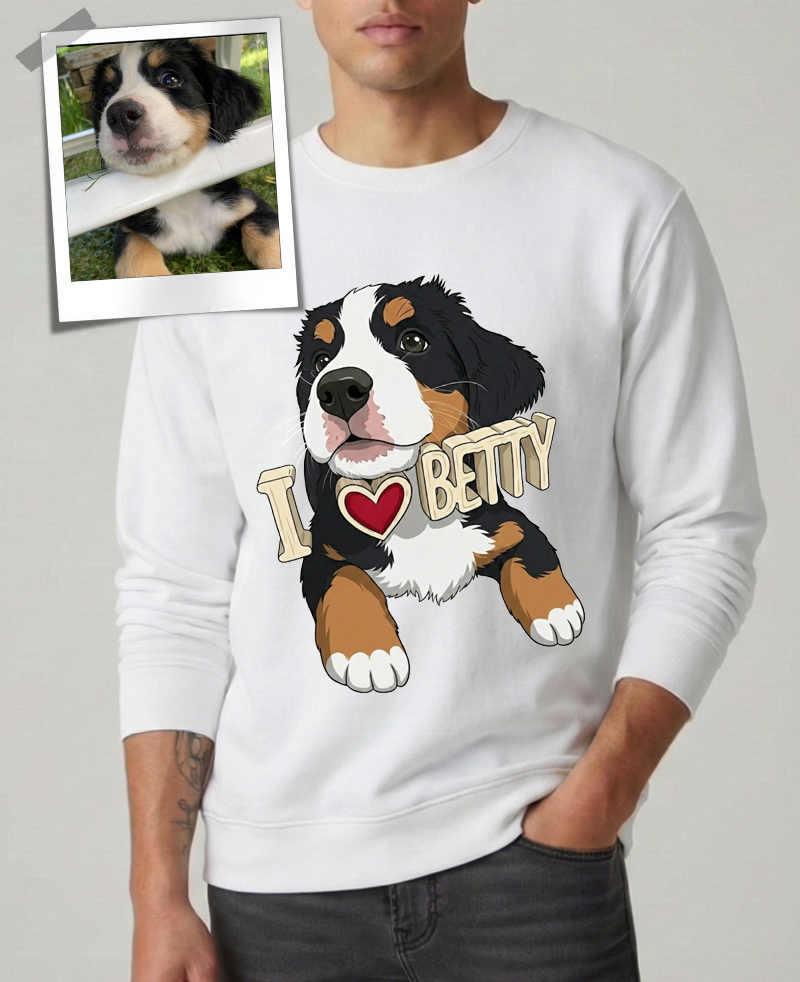 "Pacozier®" Personalisiertes Haustier T-Shirt mit Foto - Custom Hundemotiv - Geschenk für Tierliebhaber T-Shirt - Kurzarm