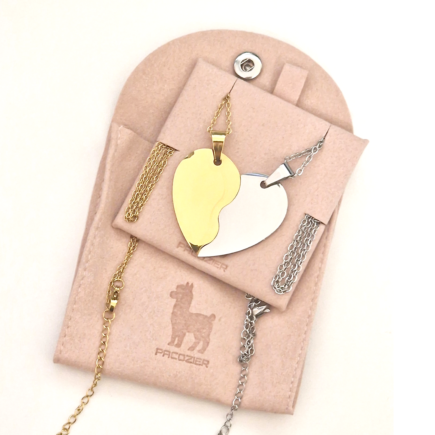 Freundschaftskette mit Zweifarbige Herz – 18 Karat Gold & Weißgold-plattiert