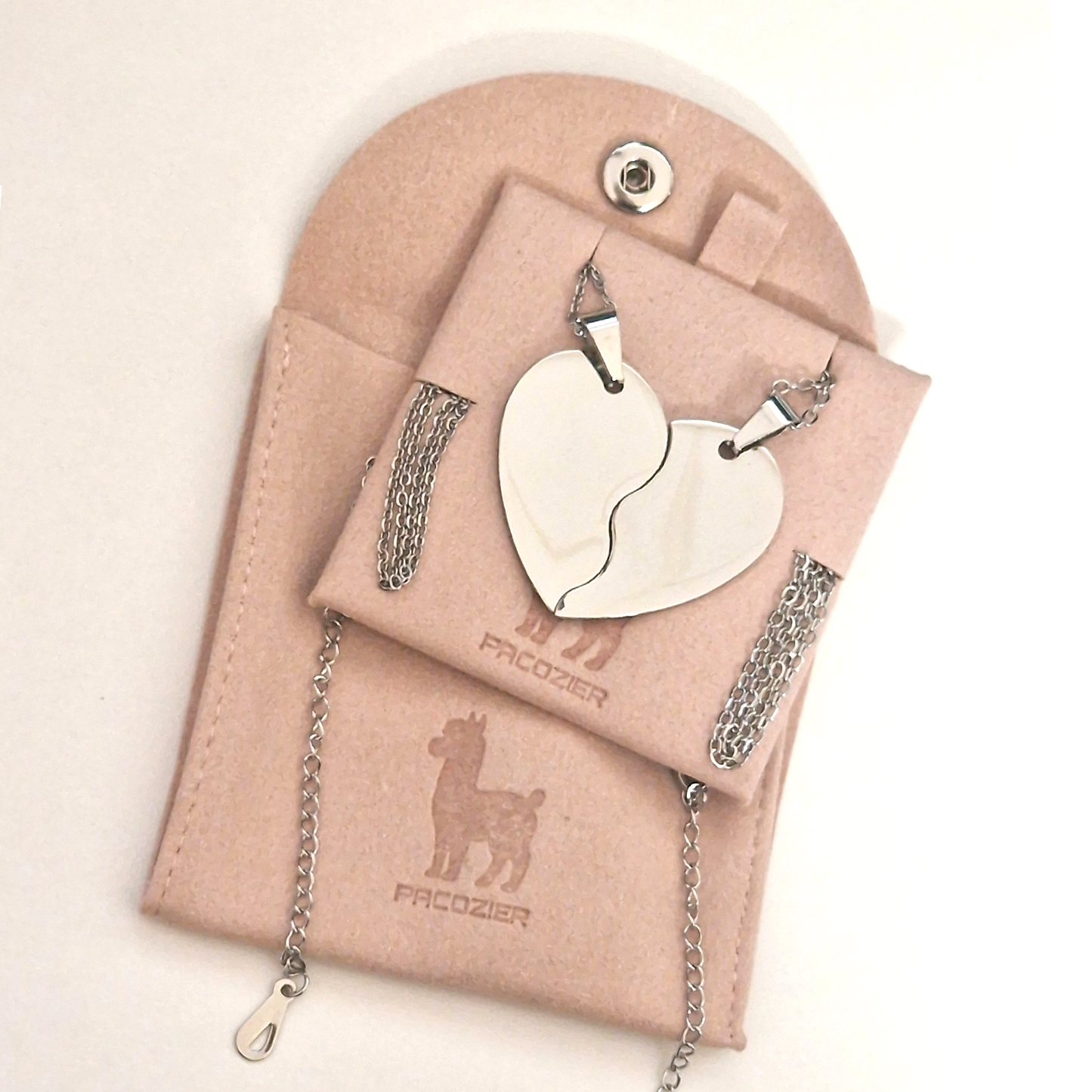 Freundschaftskette mit Herz-Anhänger, 18 Karat Weißgold-plattiert