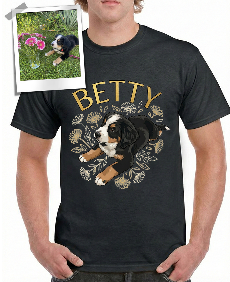 "Pacozier®" Personalisiertes Haustier T-Shirt mit Foto - Custom Hundemotiv - Geschenk für Tierliebhaber T-Shirt - Langarm