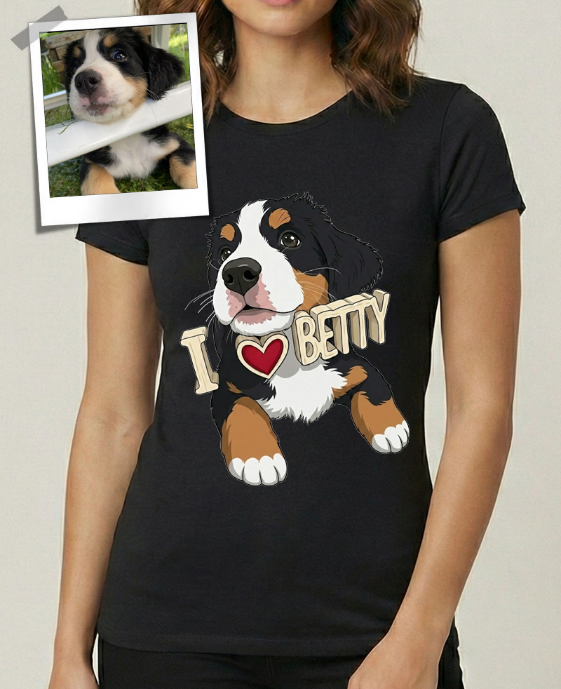 "Pacozier®" Personalisiertes Haustier T-Shirt mit Foto - Custom Hundemotiv - Geschenk für Tierliebhaber T-Shirt - Kurzarm