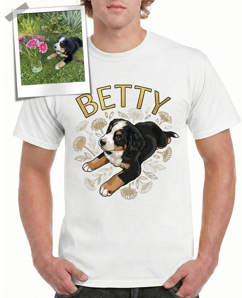 "Pacozier®" Personalisiertes Haustier T-Shirt mit Foto - Custom Hundemotiv - Geschenk für Tierliebhaber T-Shirt - Langarm