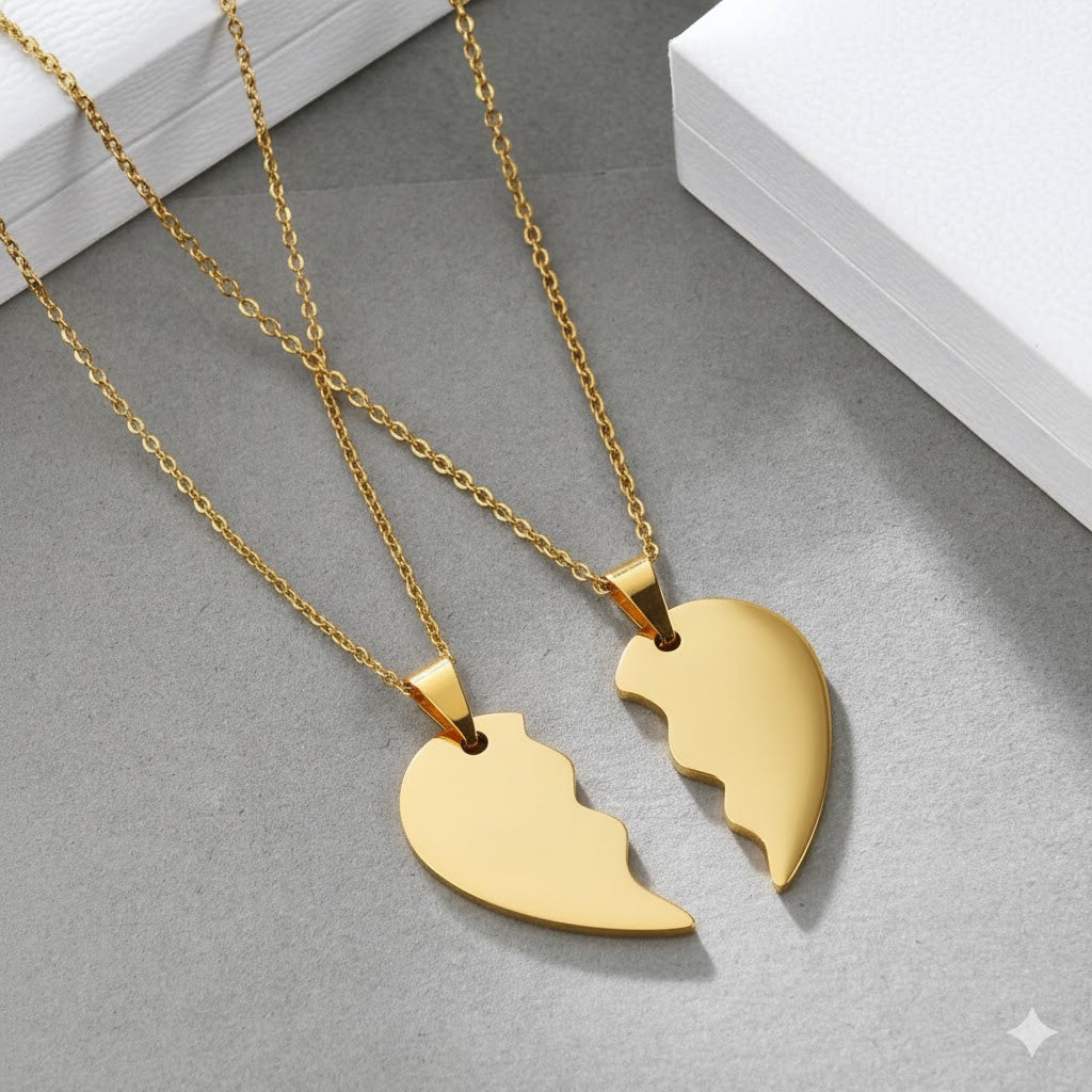 Freundschaftskette mit Herz-Anhänger, 18 Karat Gold-plattiert